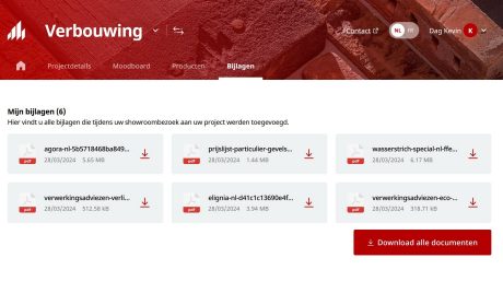 Toegevoegde bijlages tijdens het showroombezoek