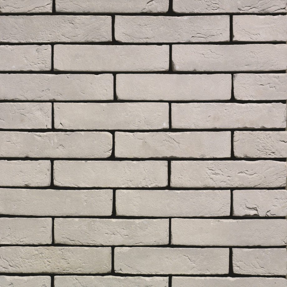 Packshot of a panel with Agora Zilvergrijs facing bricks