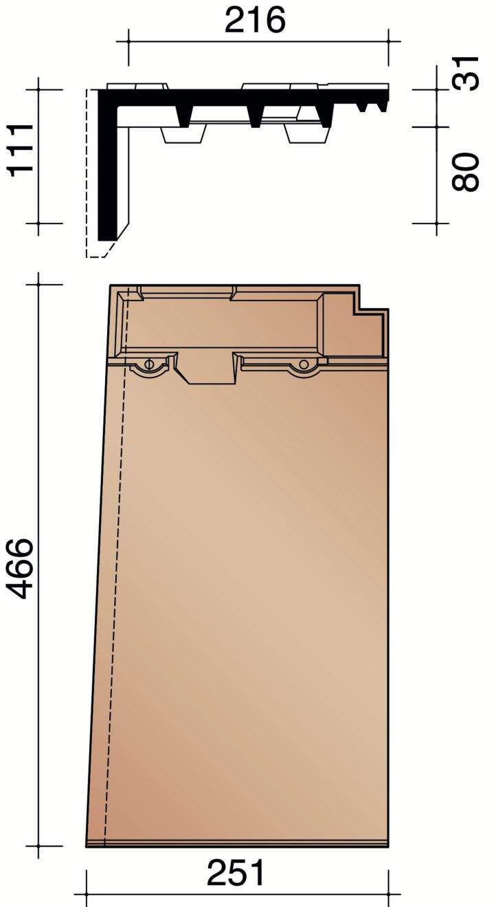 Nueva - Linker gevelpan (1,35 per lm)