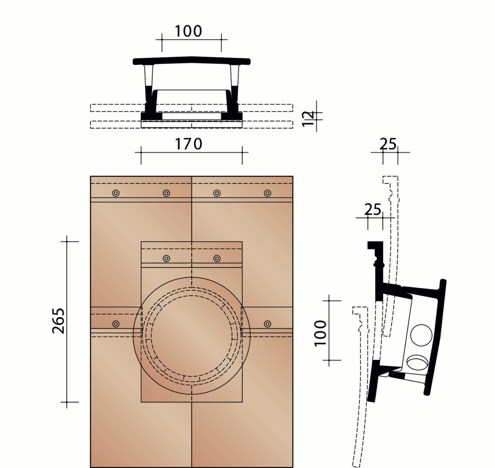 Tuile Plate Rustica - Kit tuile à douille dia 100 mm + mitron + module de connexion