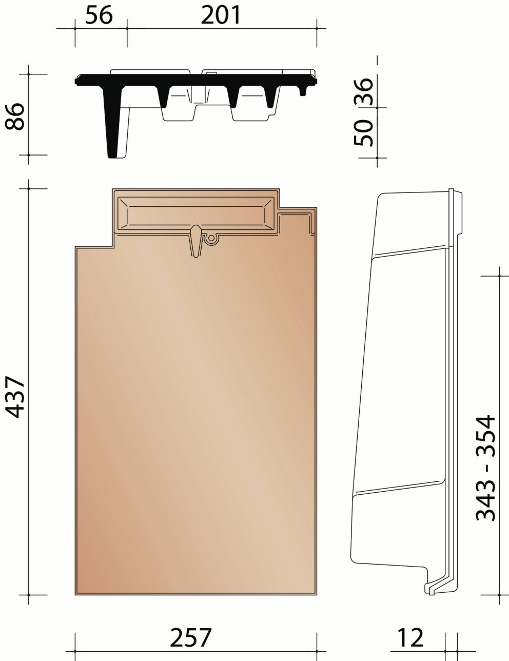 Domino: linker gevelpan Duits model (2,9/lm)