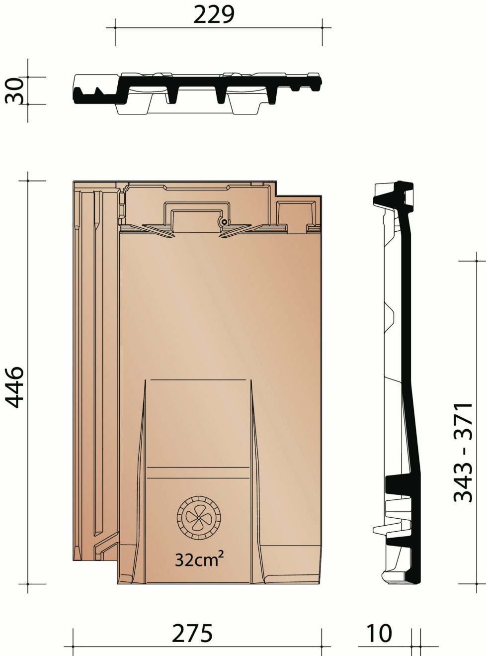 Mikado : tuile chatière 25cm²