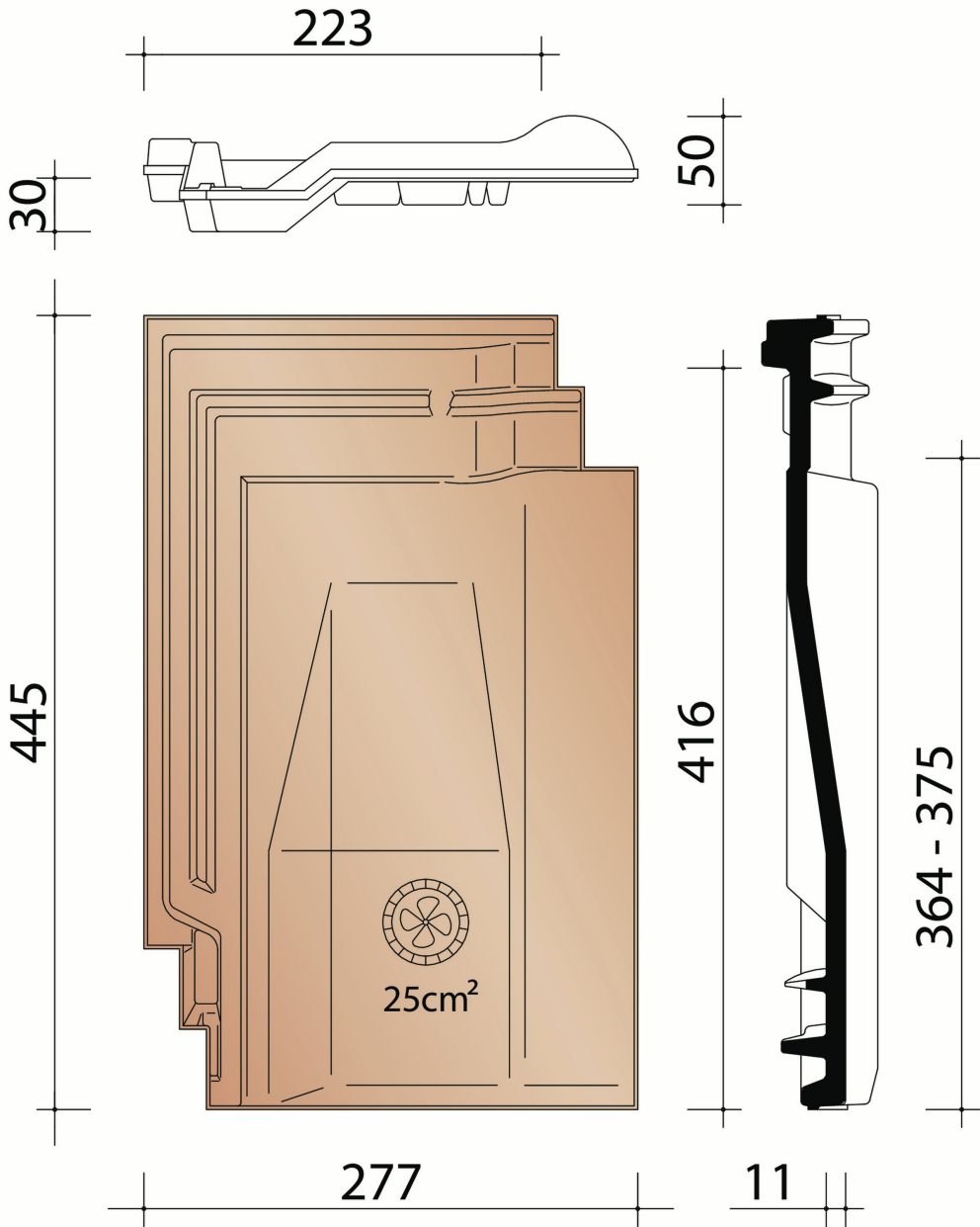 Harmonica: ventilatiepan 25cm²