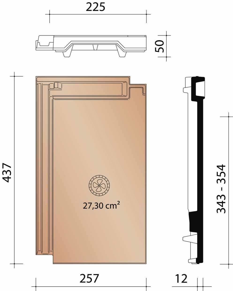 Domino: ventilatiepan 27,3 cm²