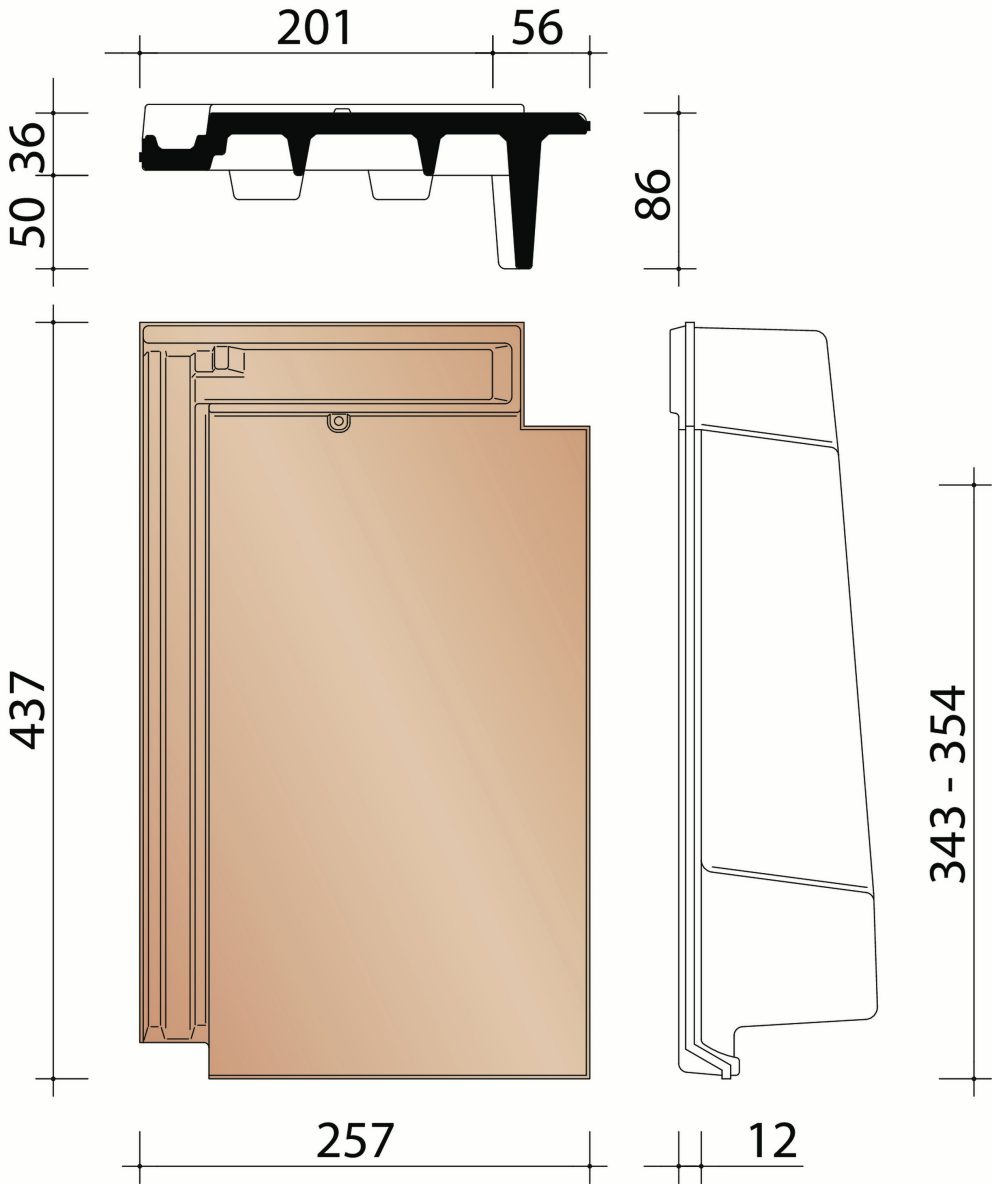Domino: rechter gevelpan Duits model (2,9/lm)