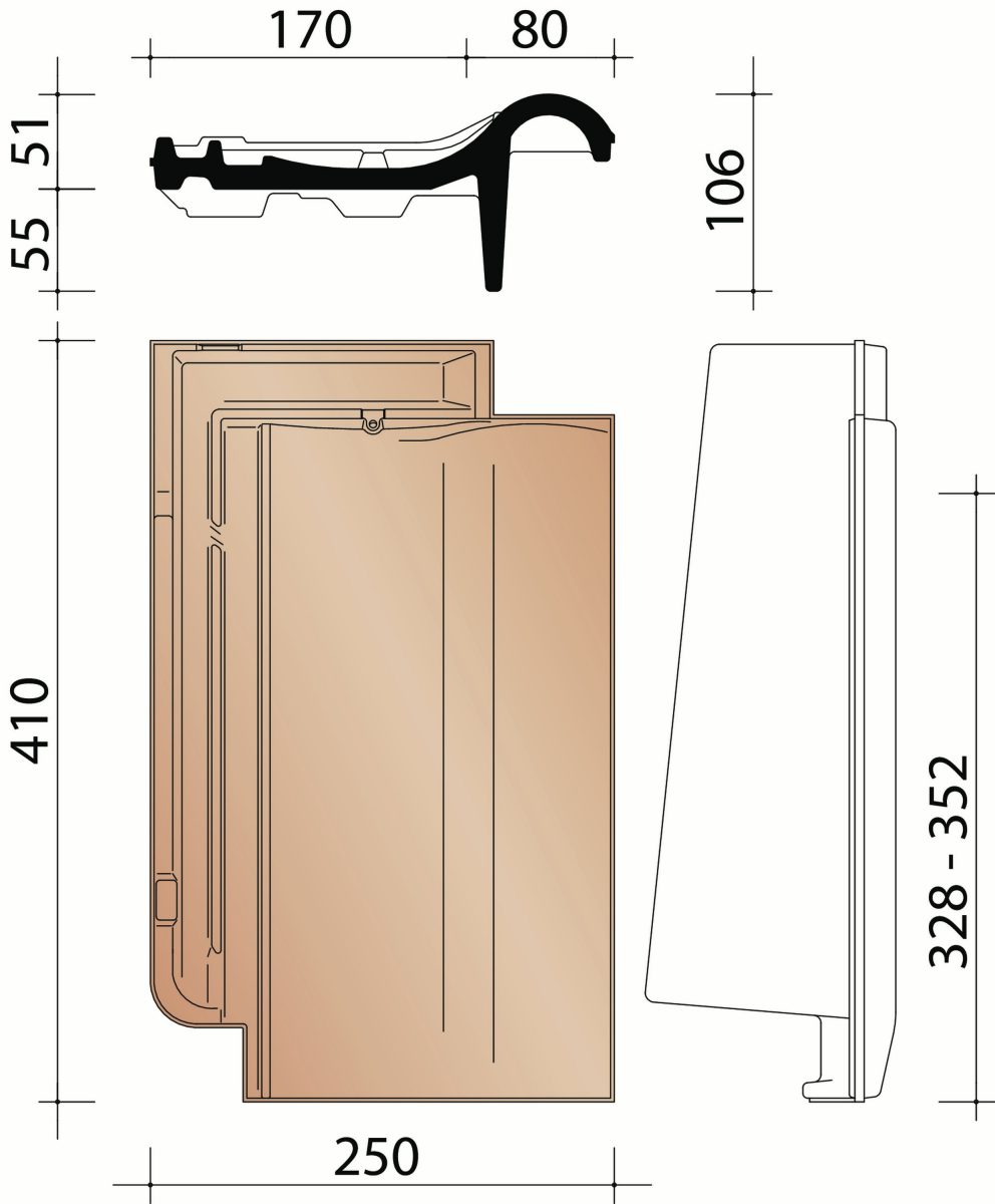 Harmonie: rechter gevelpan Duits model (2,9/lm)