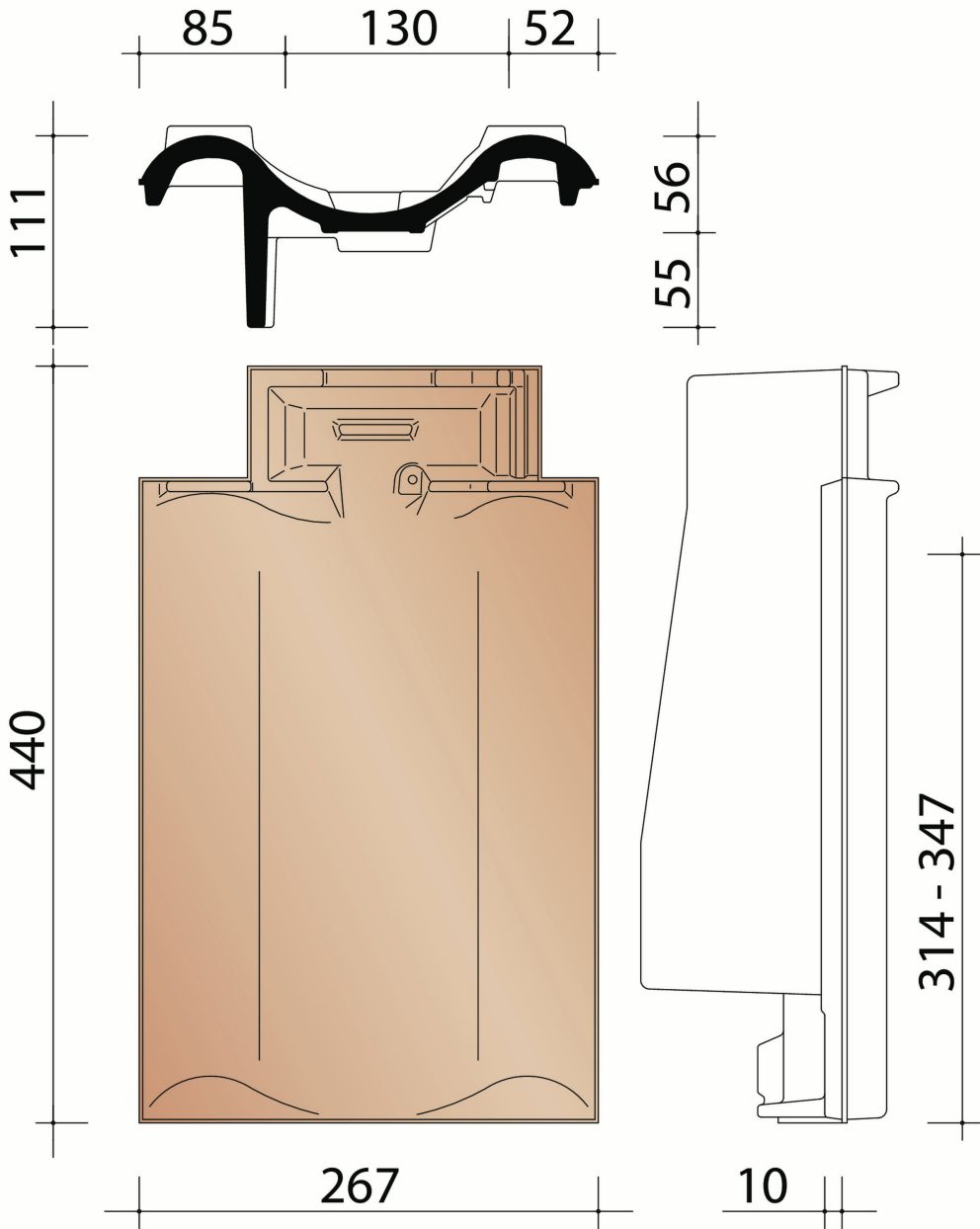 Cahier des charges : tuile de rive gauche modèle allemand (2,9/m.crt.)