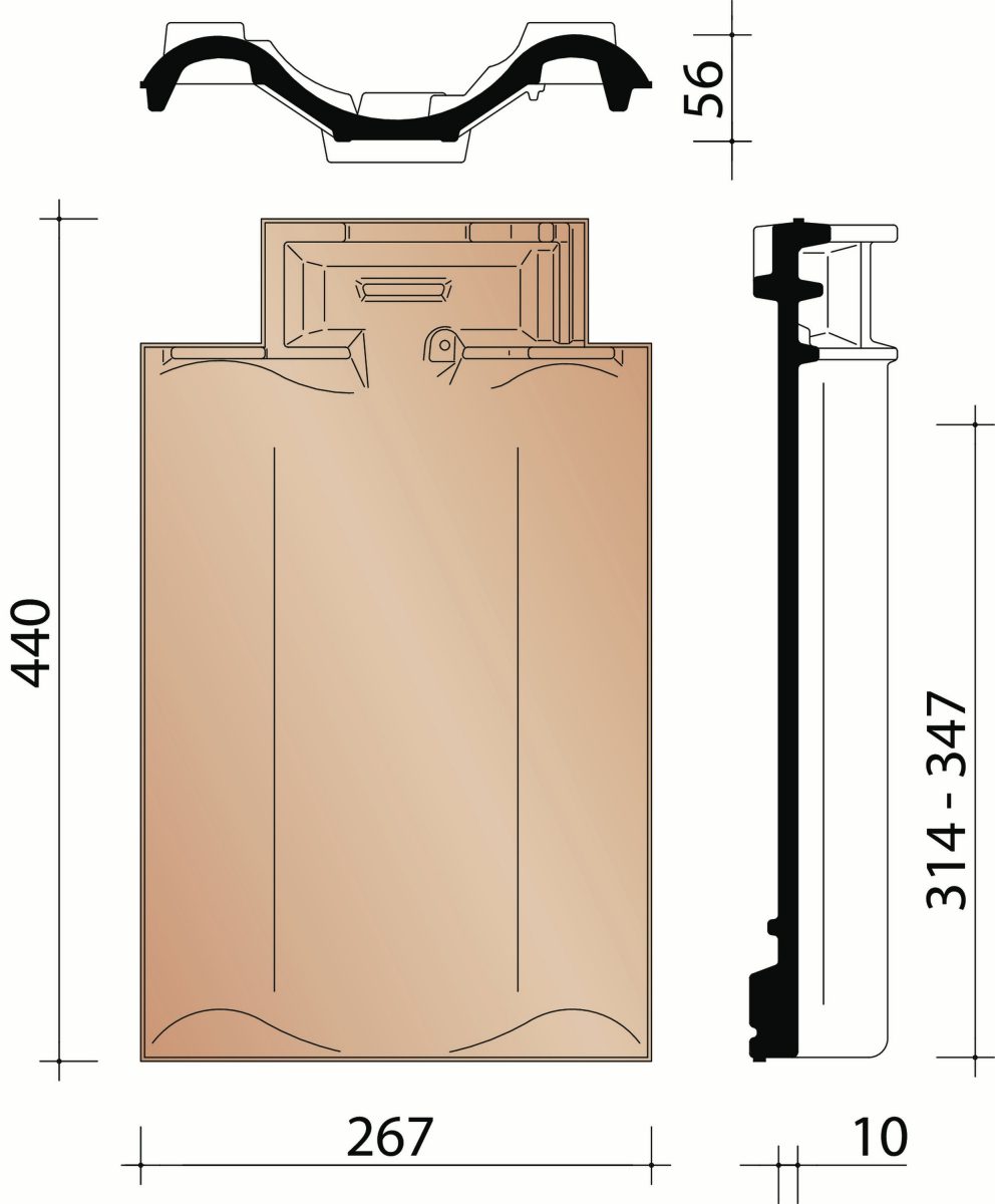 Melodie : tuile à double bourrelet (2,9/m.crt.)