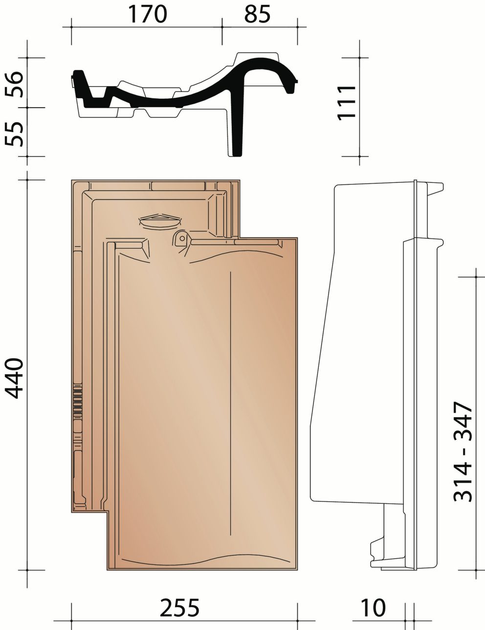 Melodie: rechter gevelpan Duits model (2,9/lm)