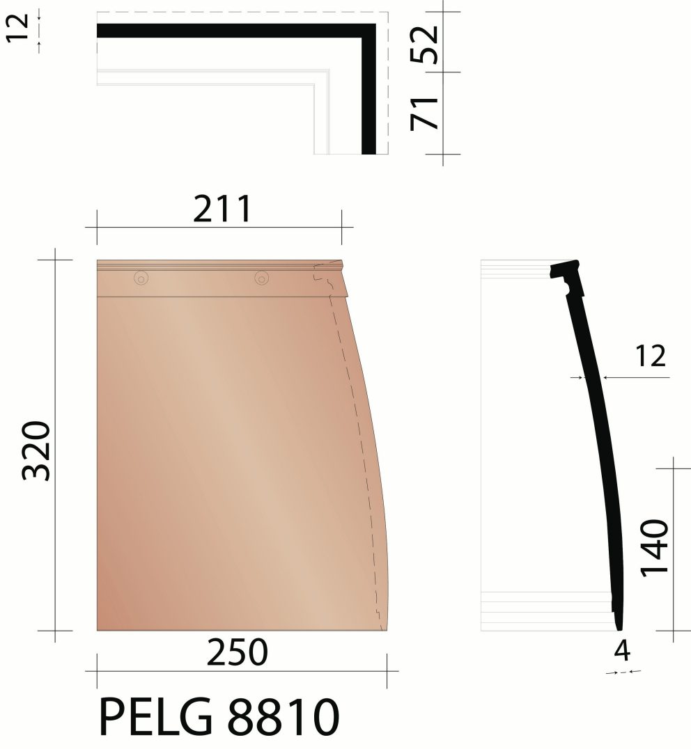Elfino Grande : rechter hoekstuk voor gevelbekleding (verlijmd)