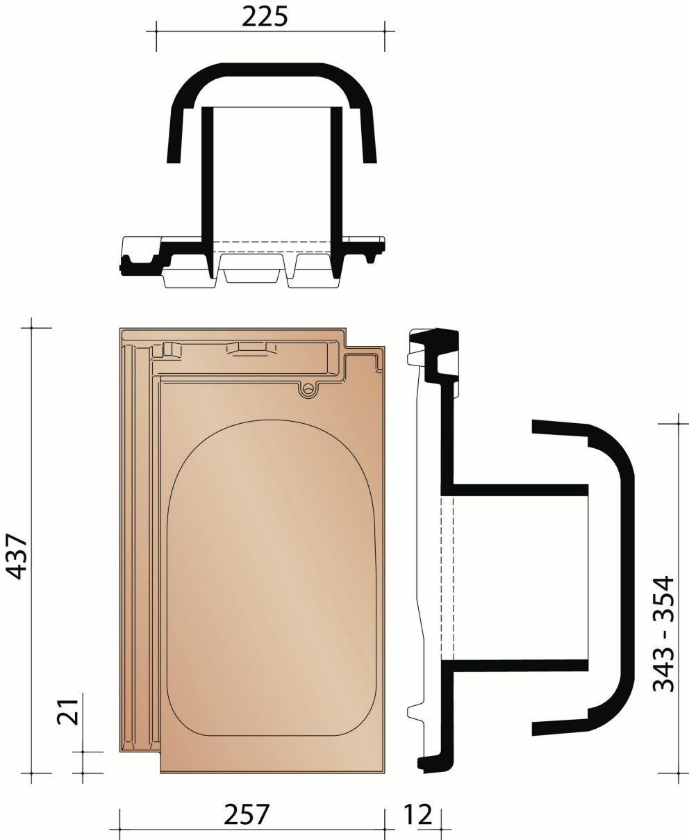 Domino : kit tuile à douille 125mm + mitron + adapteur sous-toiture