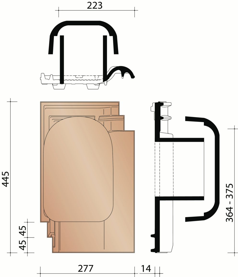 Bestektekst : kit kokerpan 125mm + kapje + onderdakadapter