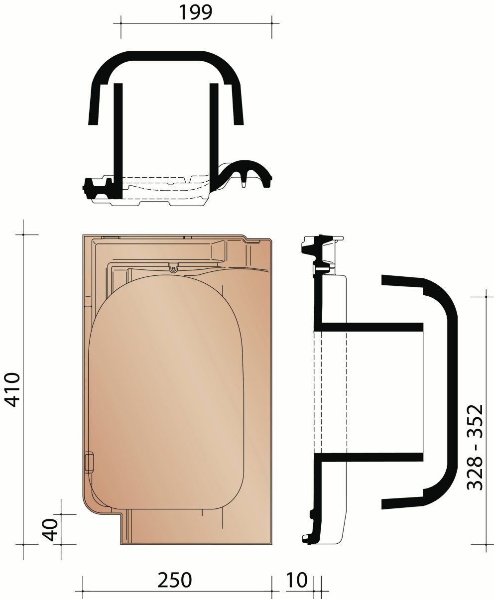 Harmonie: kit kokerpan 125mm + kapje + onderdakadapter