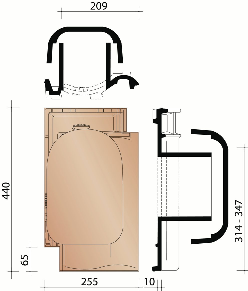 Melodie : kit tuile à douille 125mm + mitron + adapteur sous-toiture