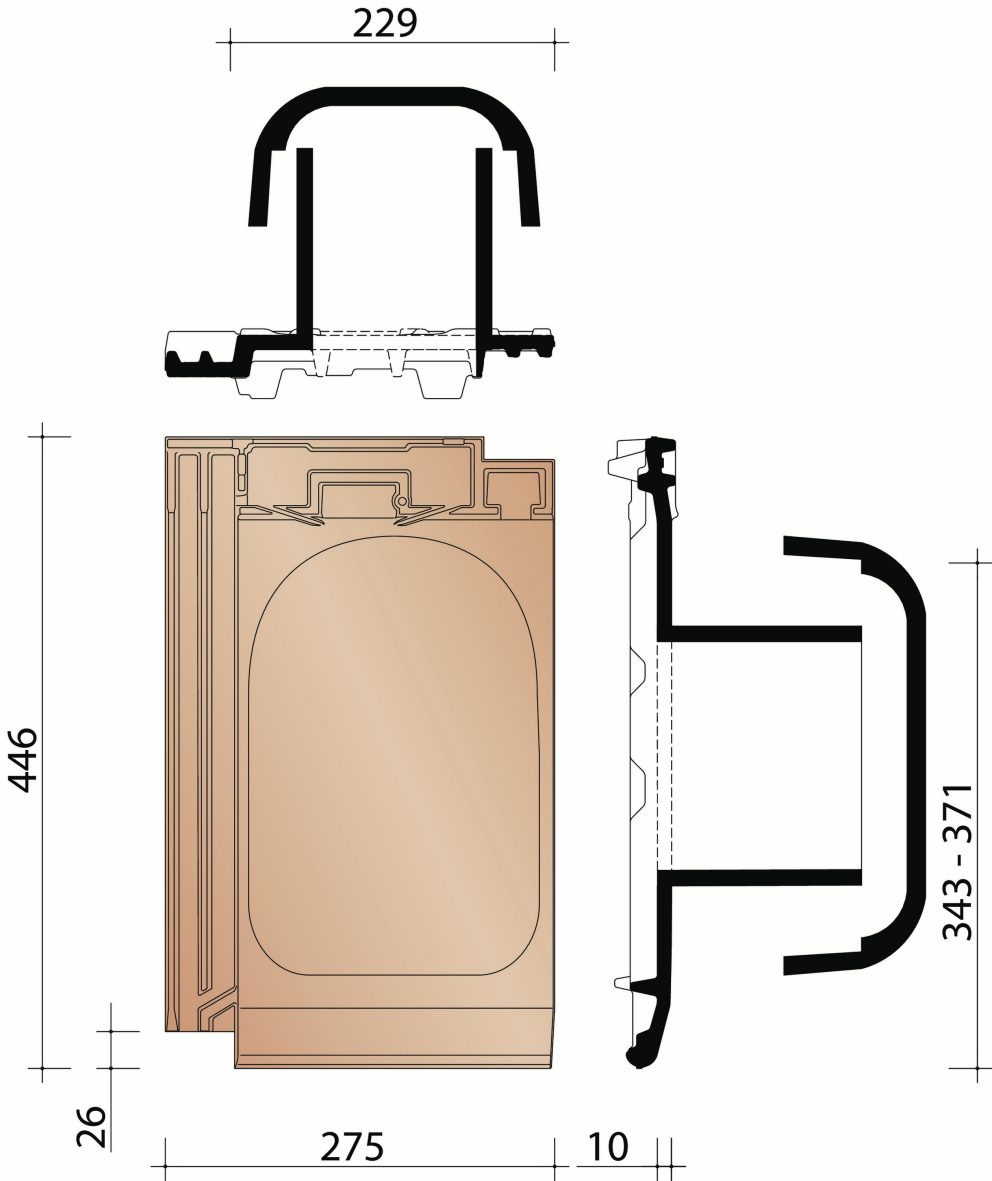 Mikado : kit tuile à douille 125mm + mitron + adapteur sous-toiture