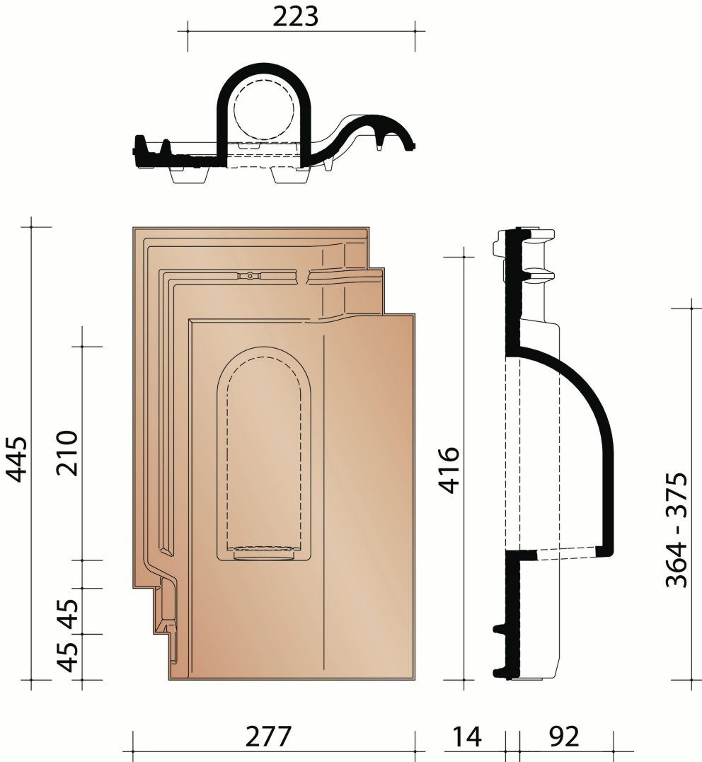 Bestektekst : Kabeldoorvoerpan + onderdakadapter
