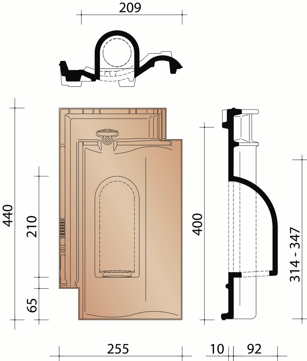 Melodie: Kabeldoorvoerpan + onderdakadapter