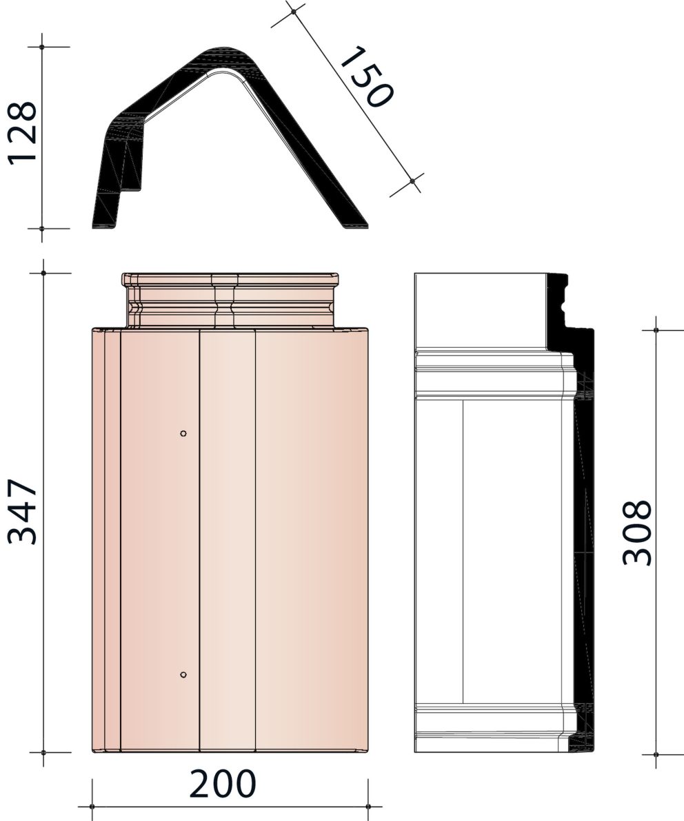 Pottelberg : Tuile faîtière universelle (3,3/m.crt.)