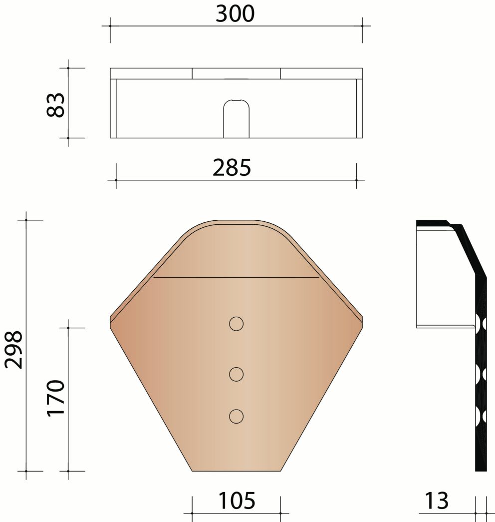 Giverny/Rully/Volnay : hoekige kopplaat