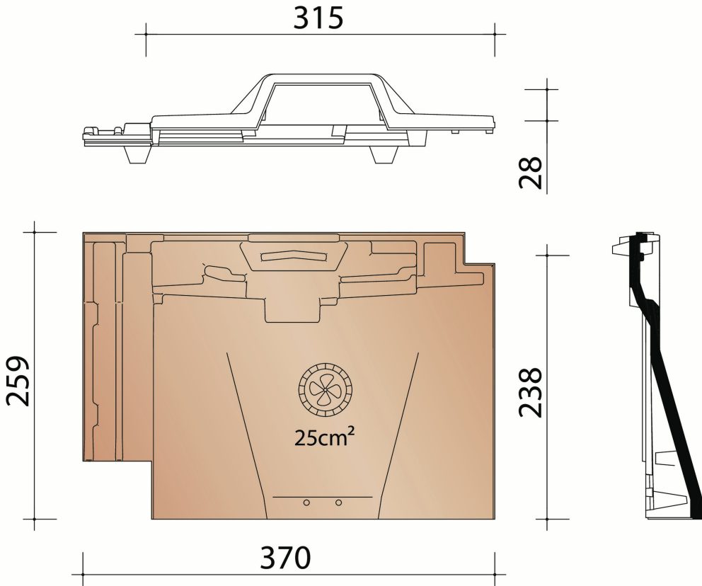 Rully : Ventilatiepan met rooster in kunststof - 20 cm²