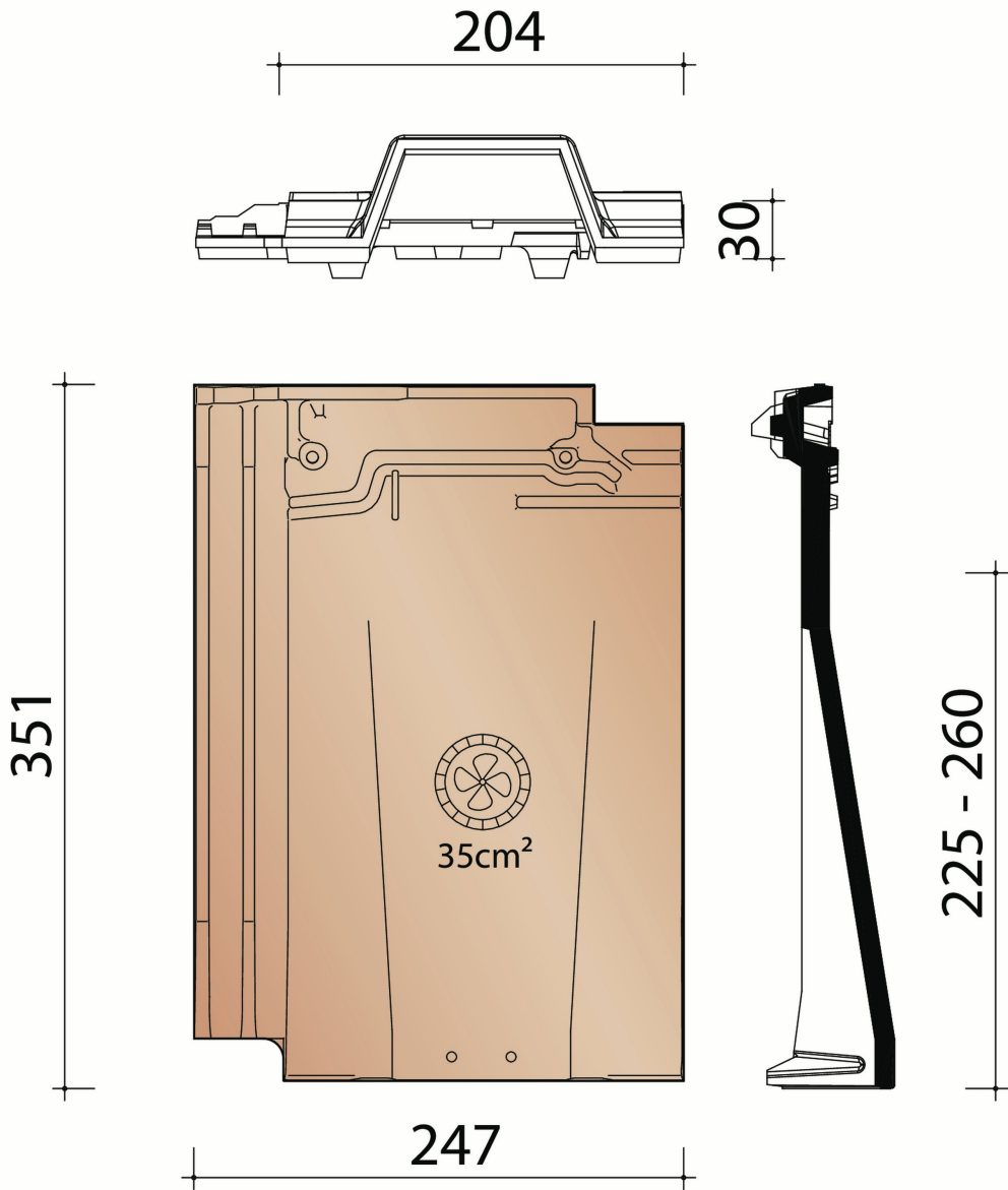 Giverny : Ventilatiepan met rooster - 35 cm²