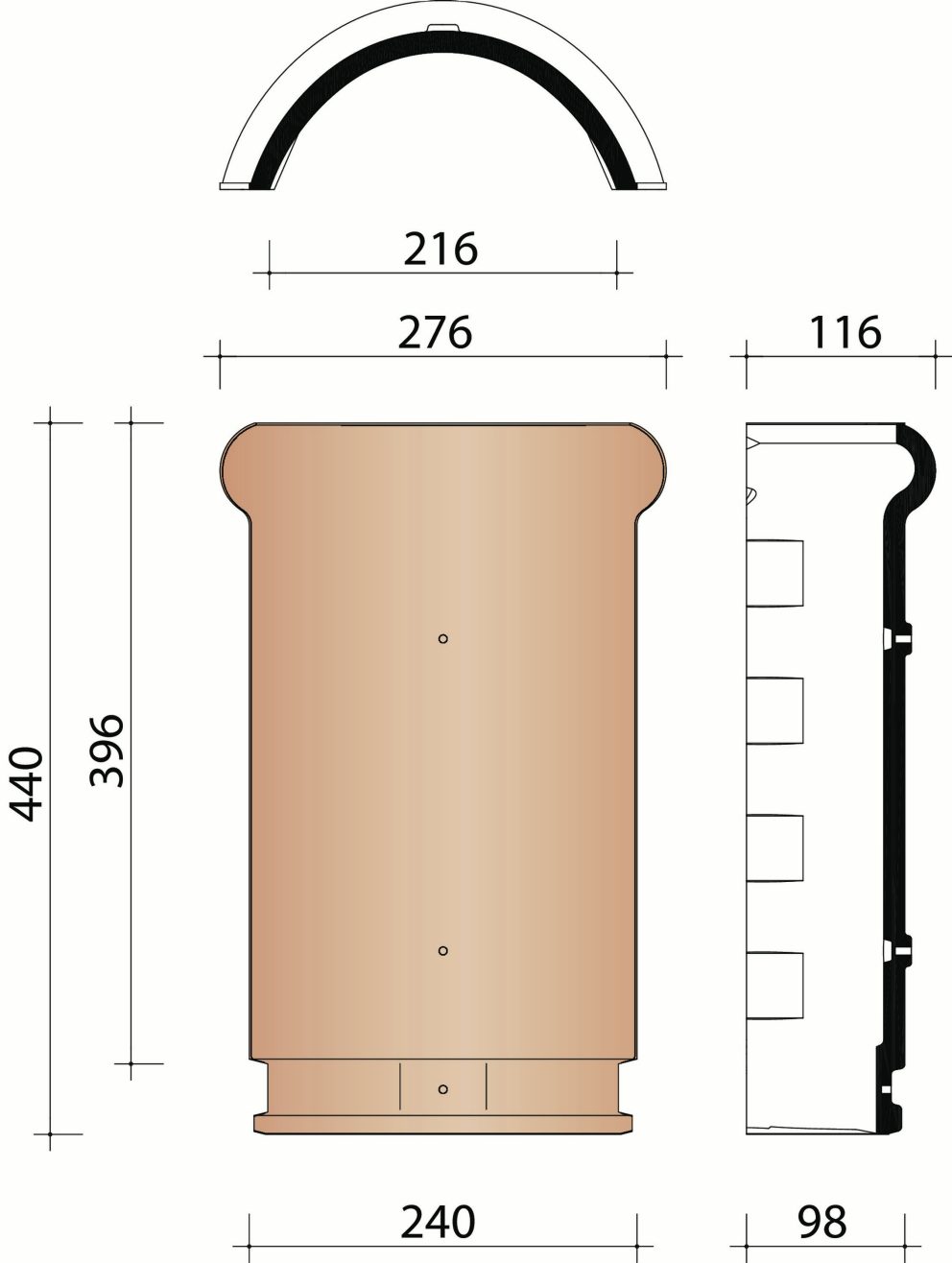 Côte Fleurie : Halfronde vorst - noordboom (2,5/lm)