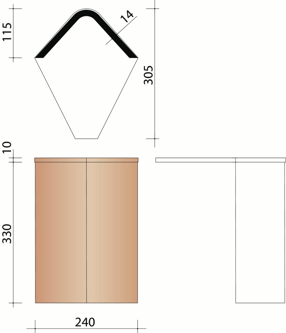 Tuile plate Pommard/Rustique: Faîtière angulaire sans emboîtement début et fin