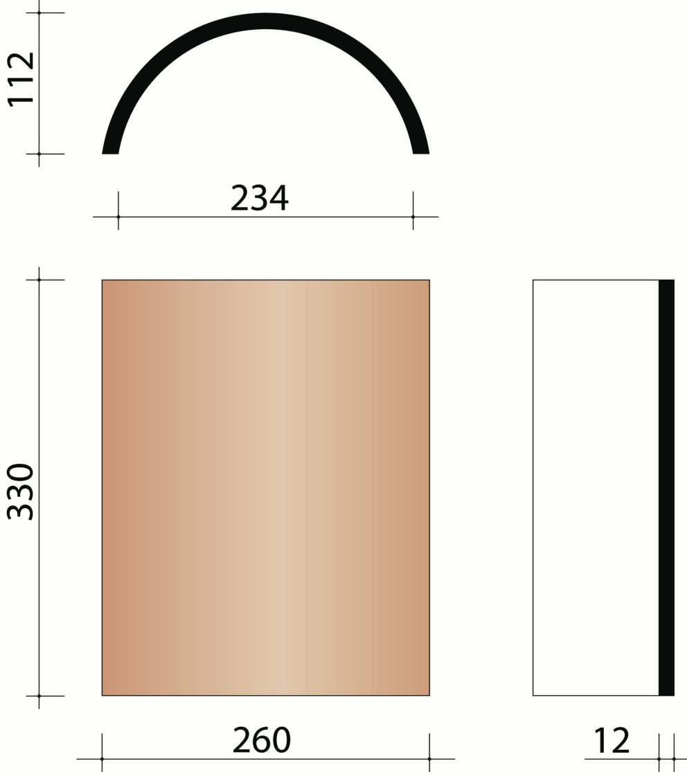 Tegelpan Pommard/Rustique : Halfronde vorst zonder sluiting (3/lm)