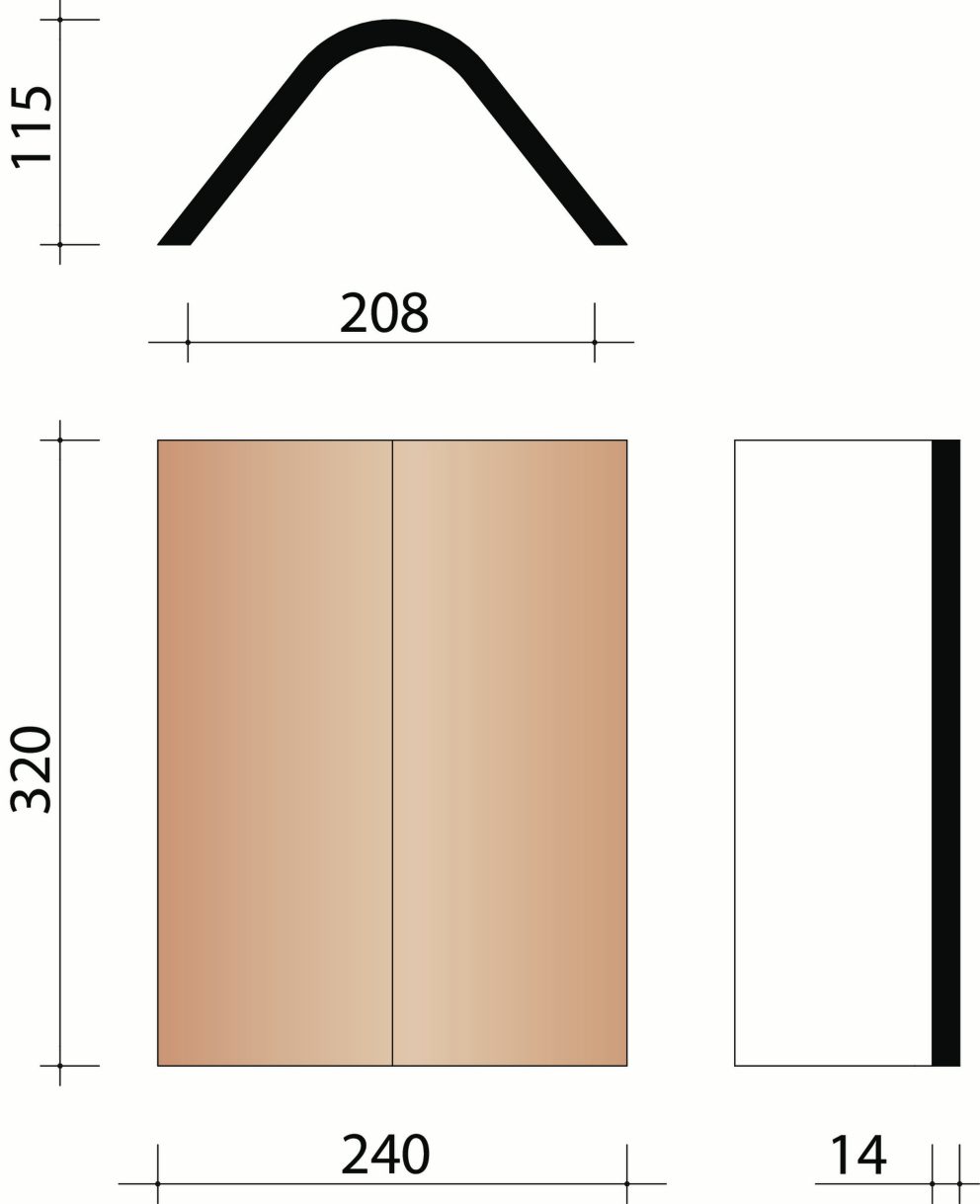 Tuile plate Pommard/Rustique : Faîtière angulaire sans emboîtement (3/m.crt.)