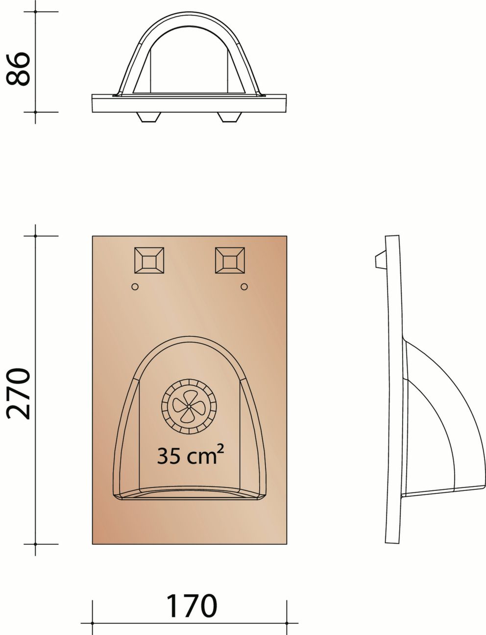 Pommard : Ventilatiepan met rooster - 35 cm²