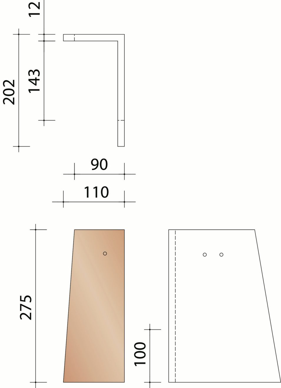 Tegelpan Rustique : Rechter gevelpan (5/lm)