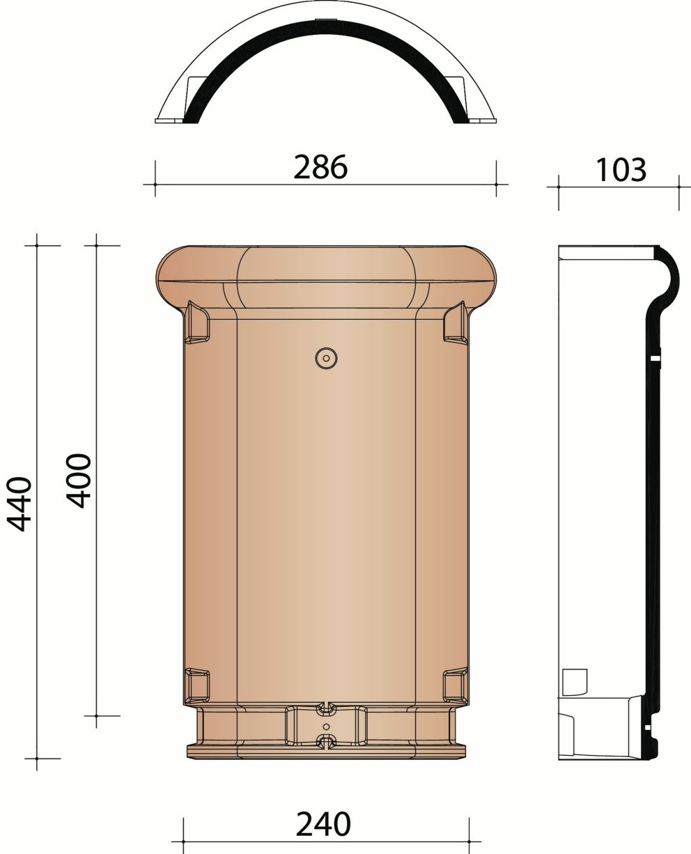 Côte Fleurie : Faîtière demi-ronde - arêtier (2,5/lm) (rouge naturel)