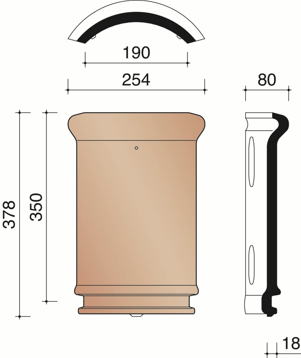 Pottelberg - Halfronde noordboom - 190 mm - (3/lm)