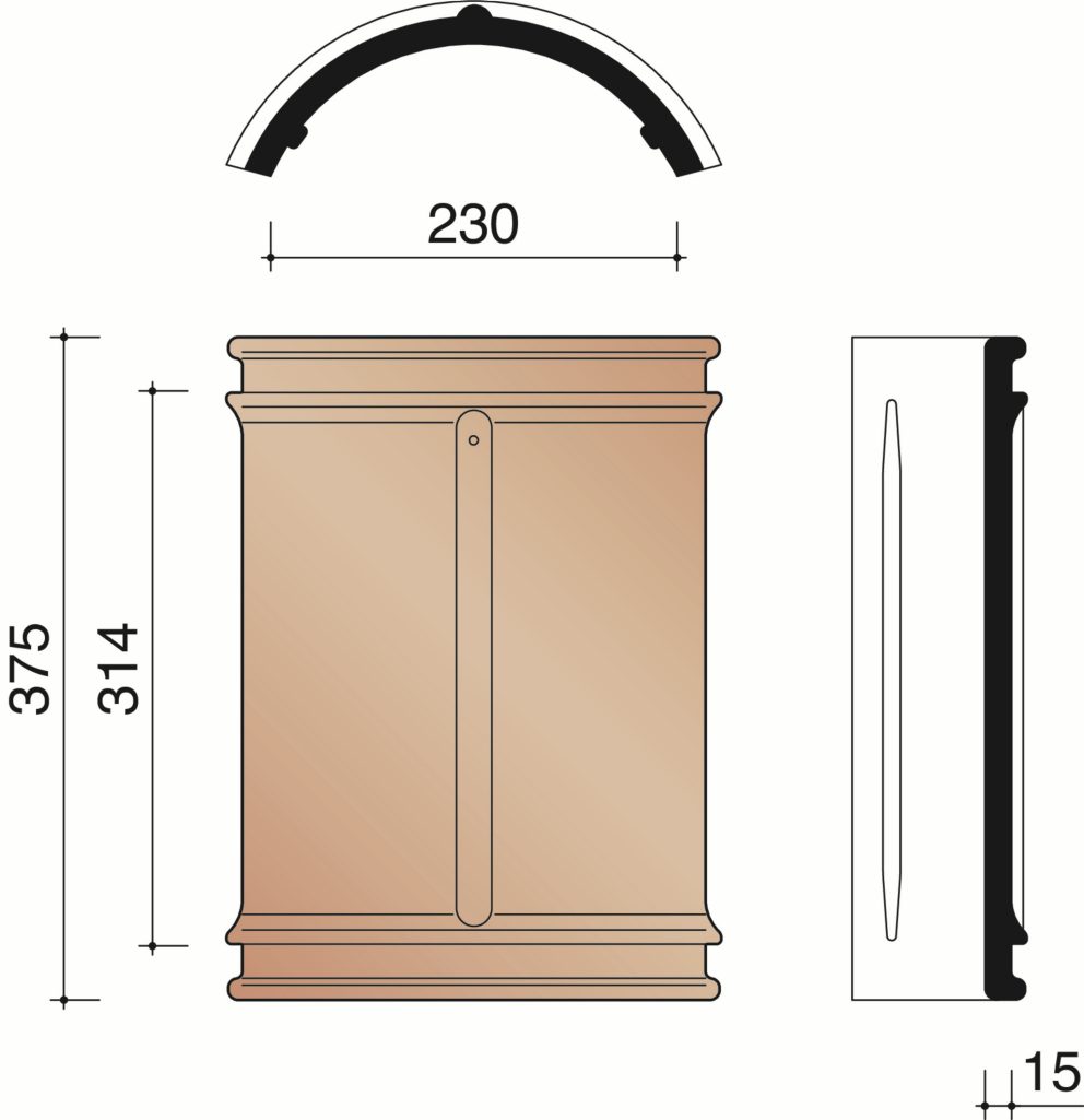 Pottelberg - Faîtière demi-ronde à double emboîtement - 230 mm