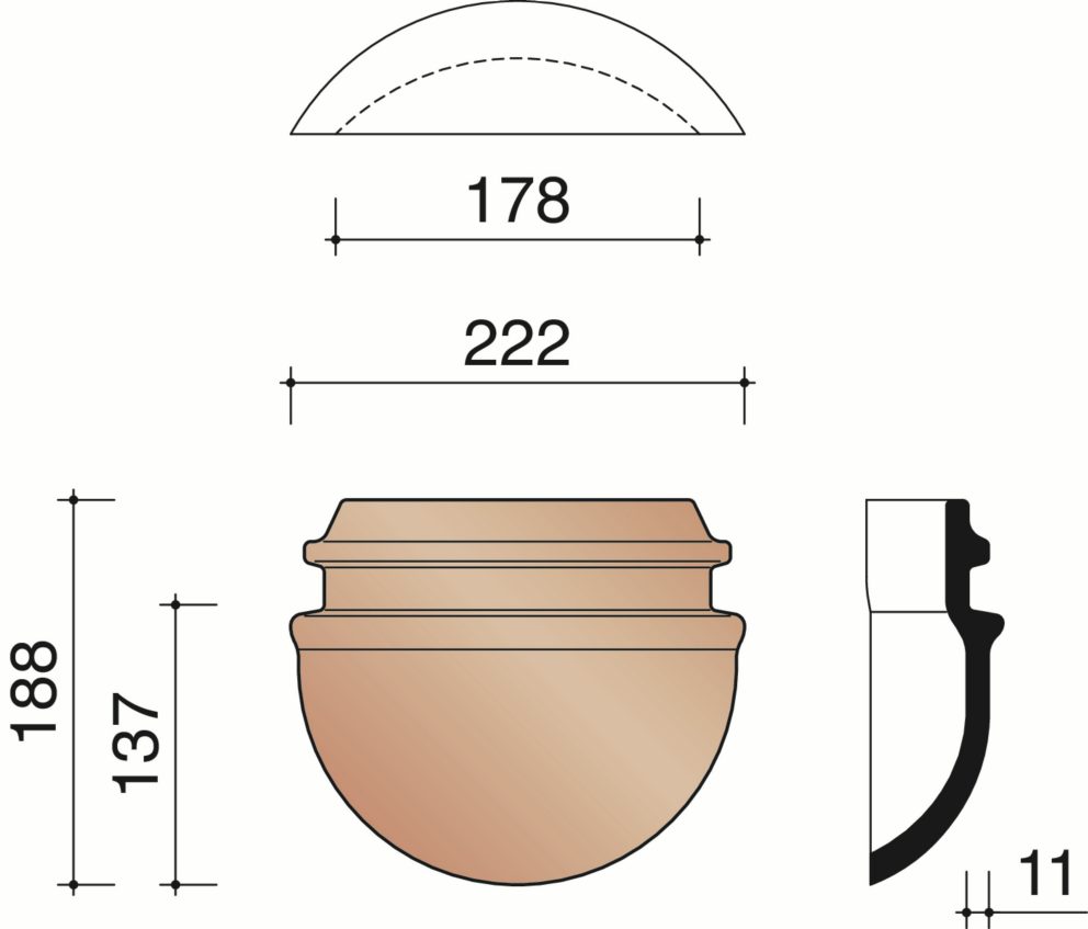 Pottelberg - About d'arêtier demi-rond à emboîtement - 190 mm