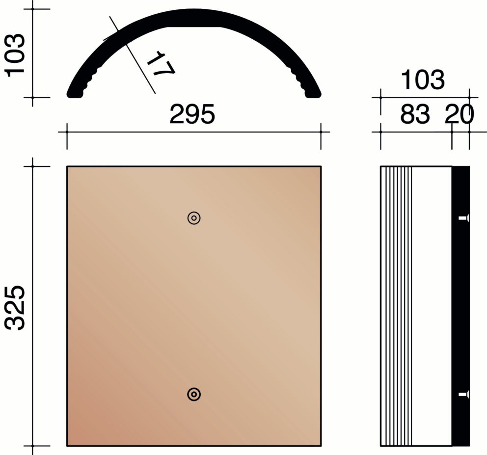 Vieille Tuile Pottelberg 451 - Faîtière demi-ronde - 255 mm - (3,1 par m.crt.)