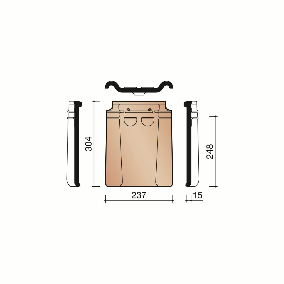 Technical drawing of the Tuile du nord 44 pan met dubbele wel