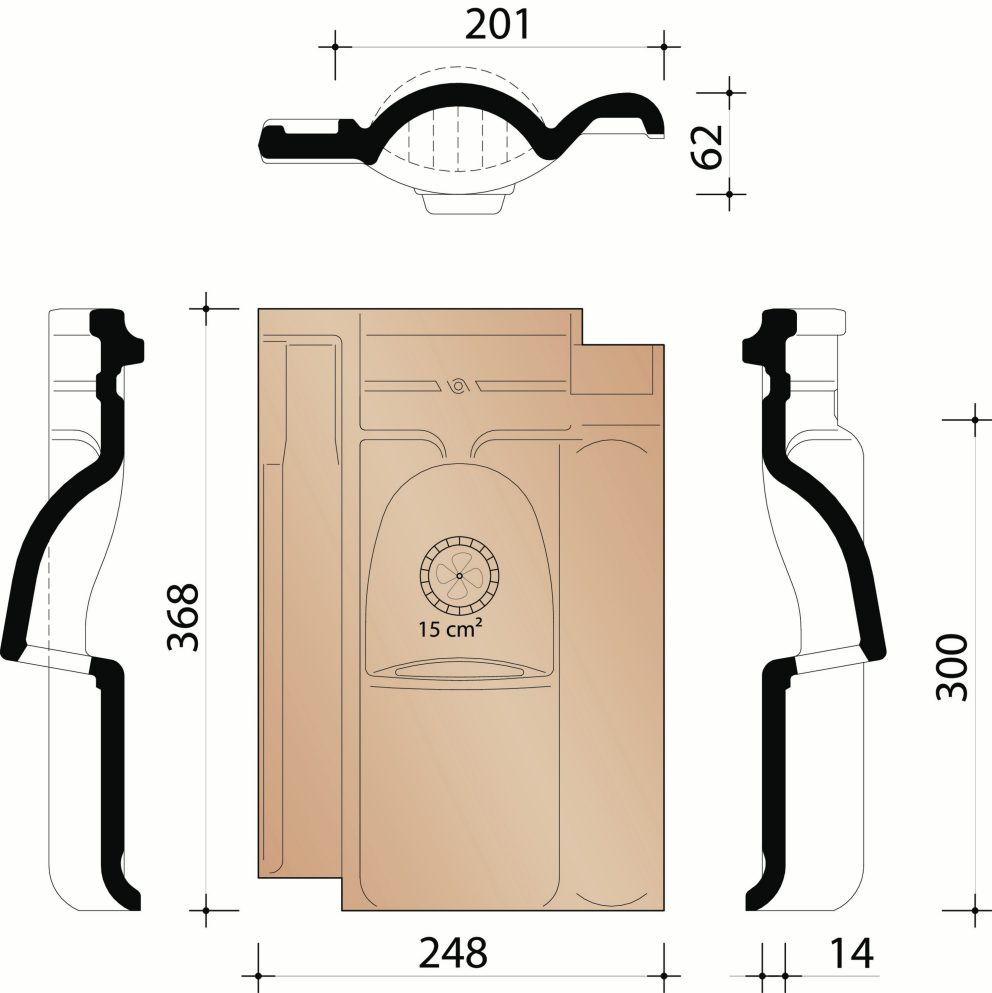 Vlaamse Pan 401 - Ventilatiepan met rooster in kunststof - 15 cm²