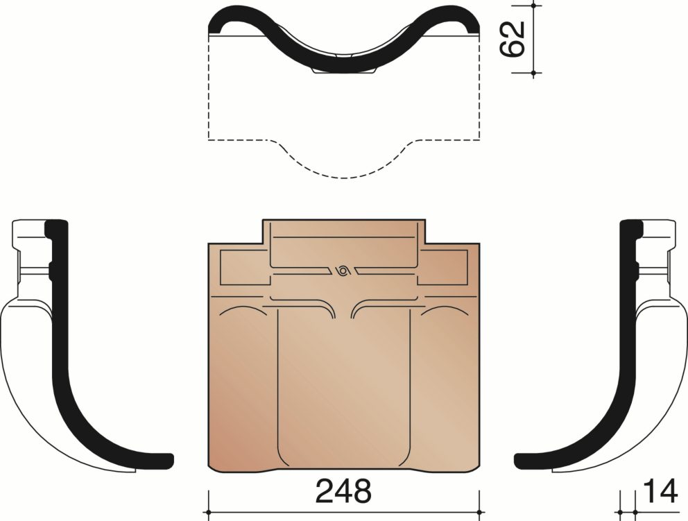 Tuile Galbée 401 - Tuile membron à double bourrelet