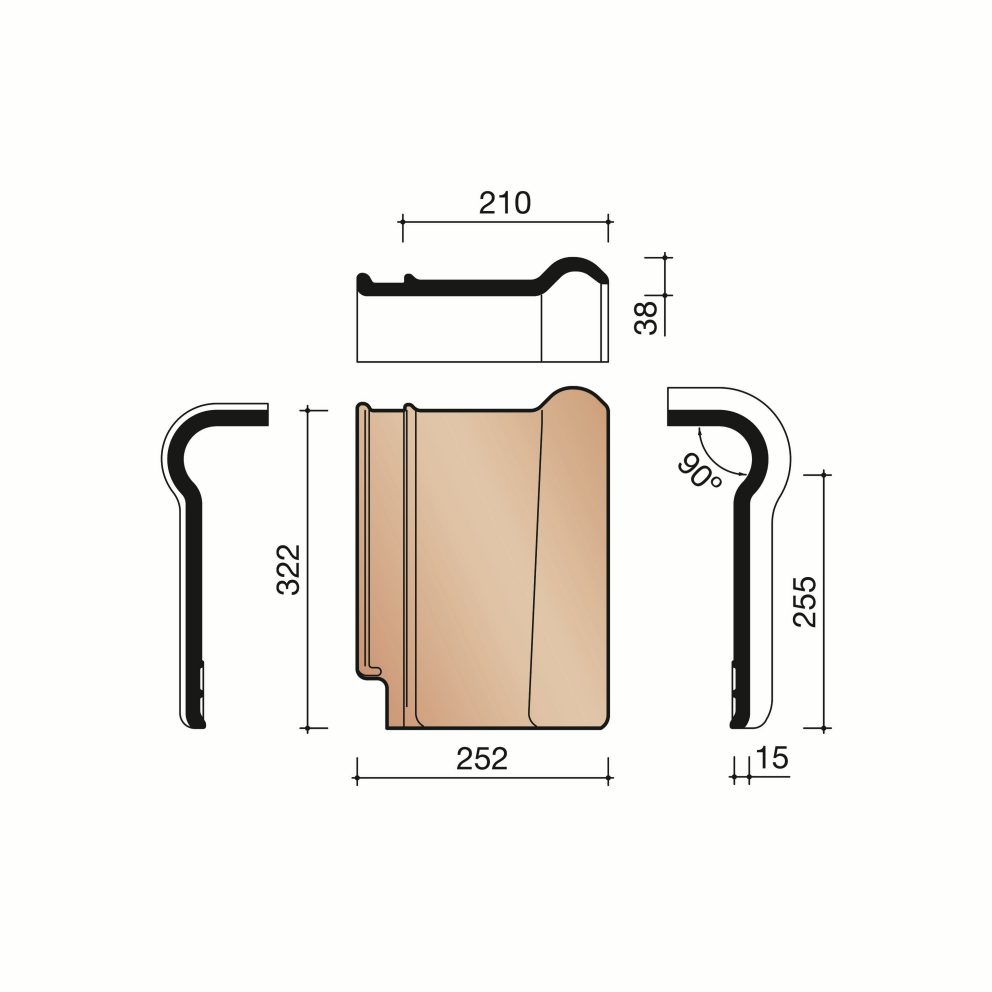 Technical drawing of the Tuile du nord 993 chaperonpan