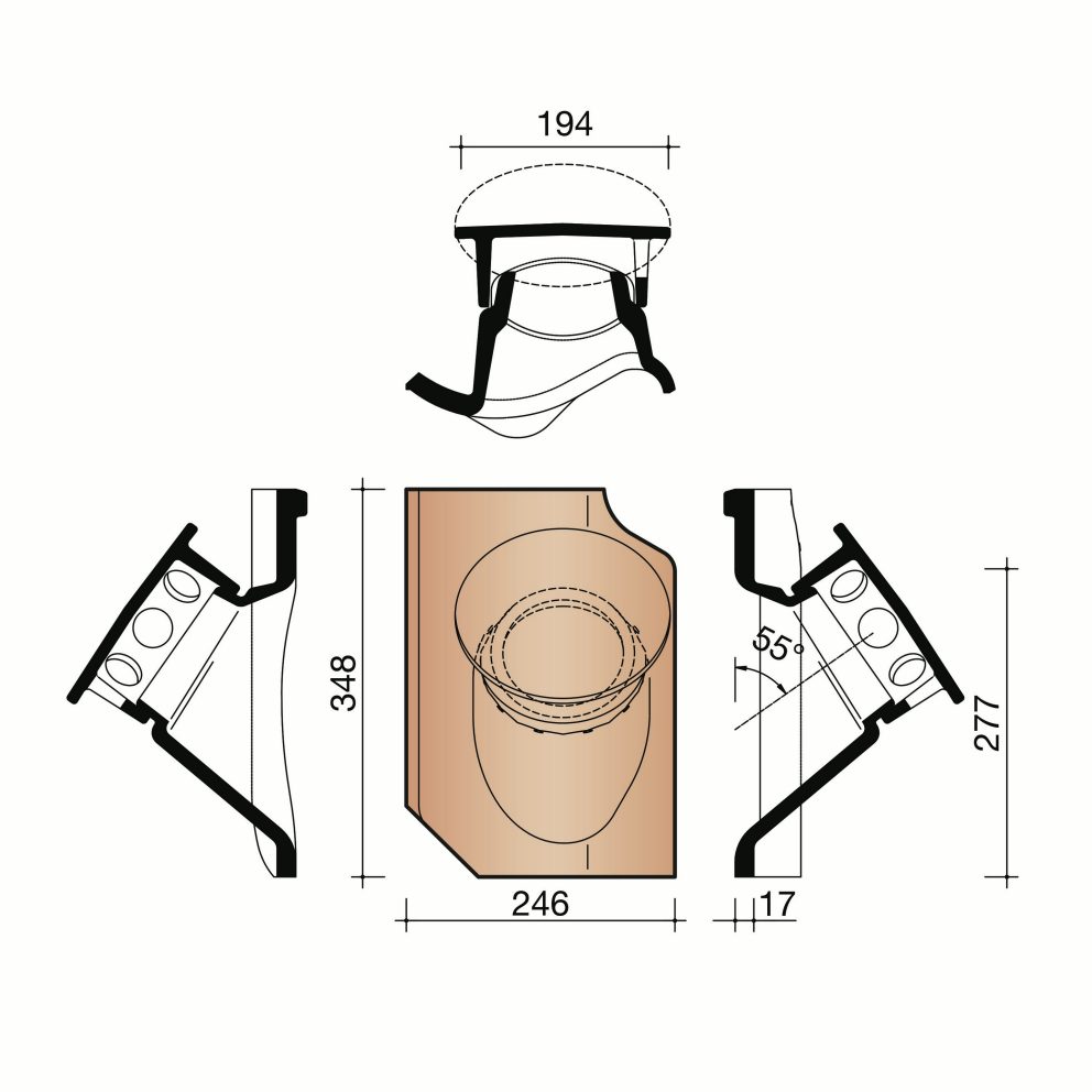 Technical drawing of the Oude holle 451 kokerpan