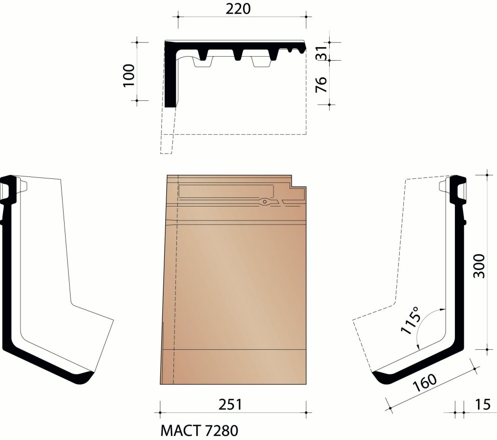 Actua 10 LT - Tuile membron de rive gauche sur mesure (collée)