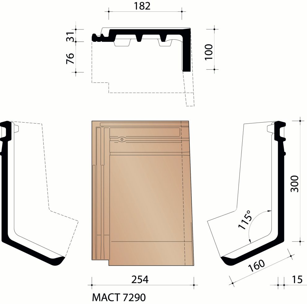 Actua 10 LT - Tuile membron de rive droite sur mesure (collée)