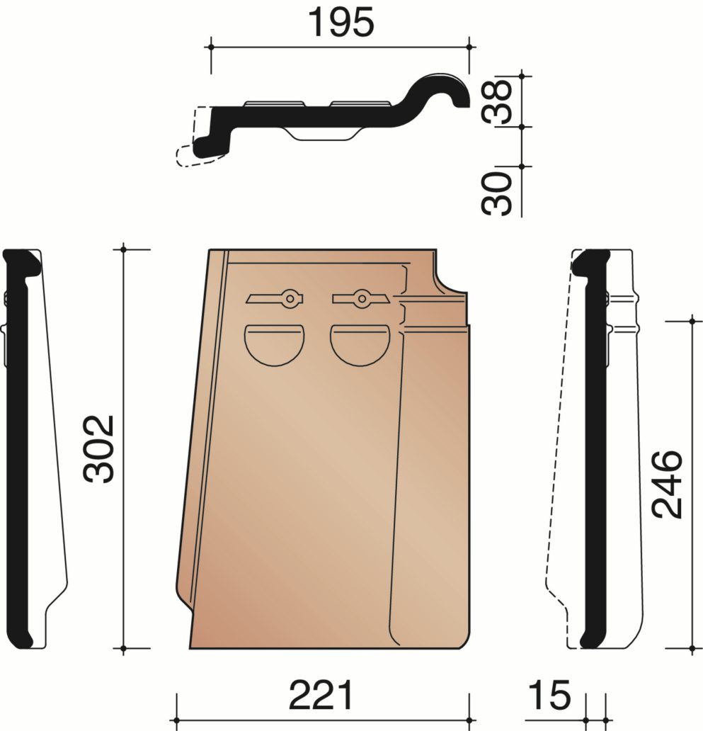 Stormpan 44 - Hoekstuk (gevelbekleding)