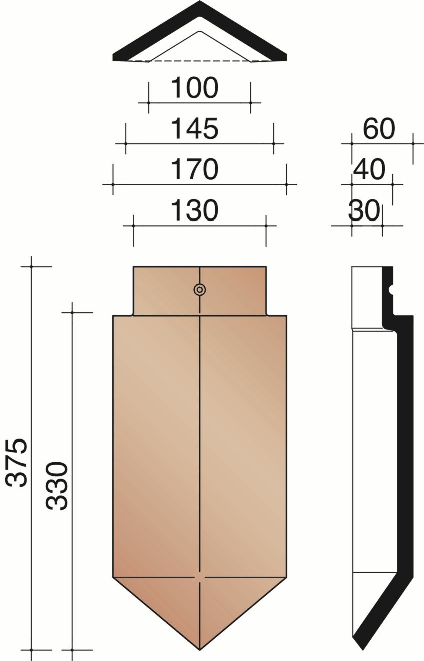 Tuile Plate 301 - About d'arêtier angulaire