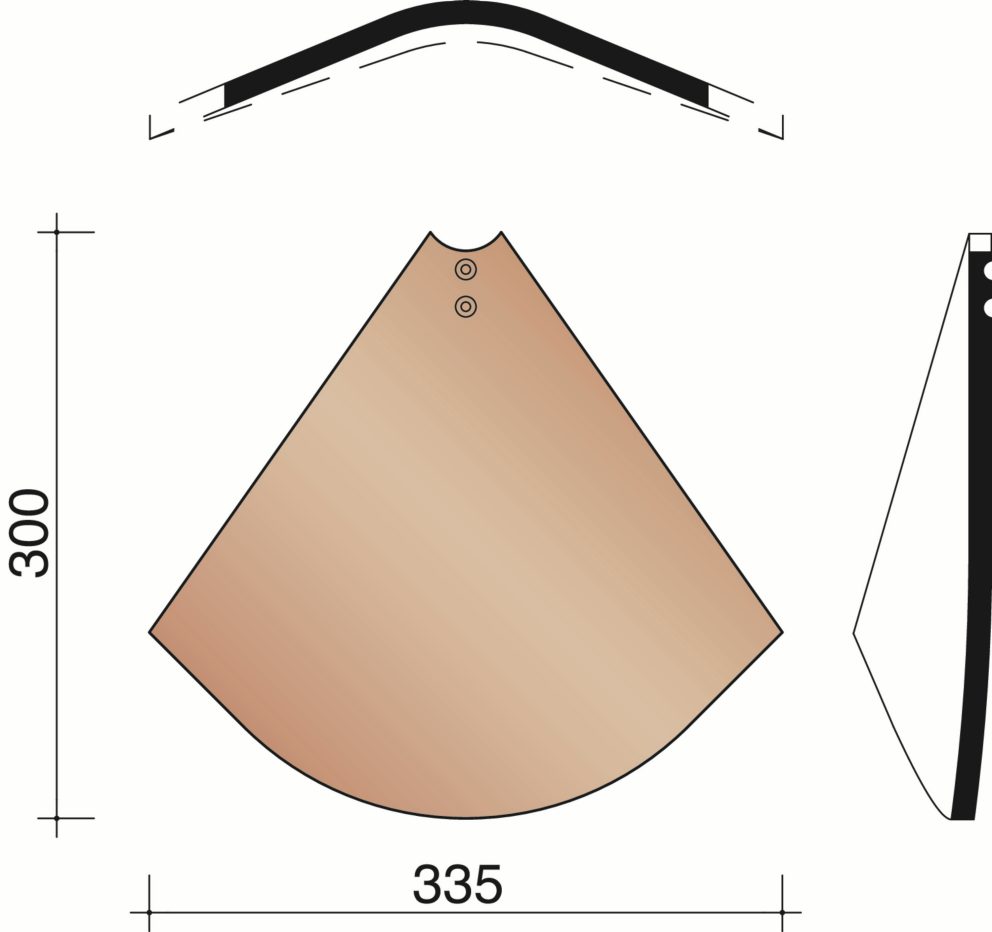 Tegelpan 301 - Ingewerkte noordboom 45° (9,1 per lm)