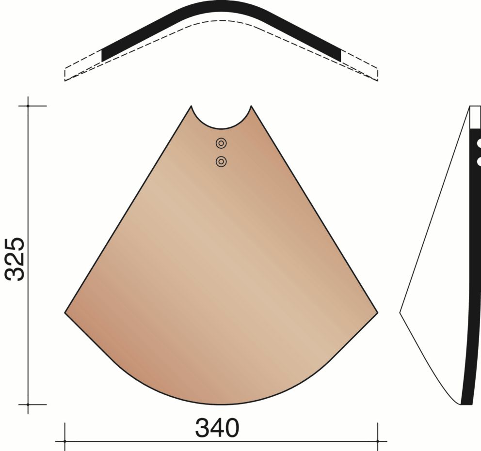 Tegelpan 301 - Ingewerkte noordboom 55° (9,1 per lm)