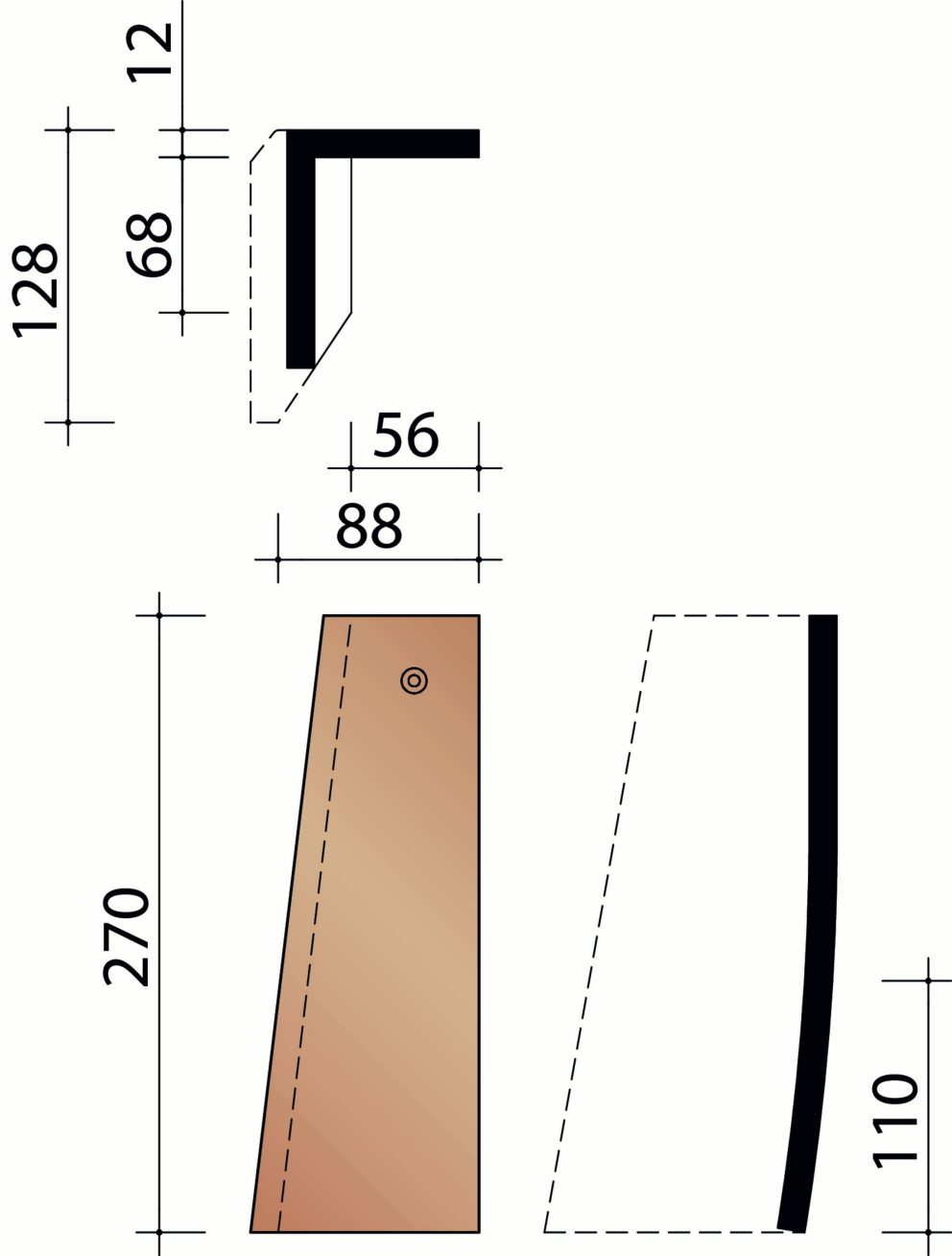 Tuile Plate 301 - Demi-tuile de rive gauche (4,5 par m.crt.)
