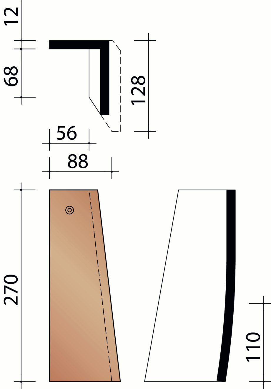 Tegelpan 301 - Rechter halve gevelpan (4,5 per lm)