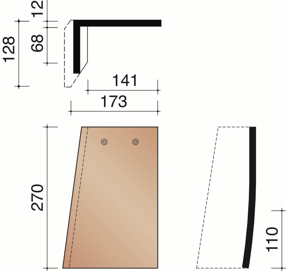 Tegelpan 301 - Linker gevelpan (4,5 per lm)